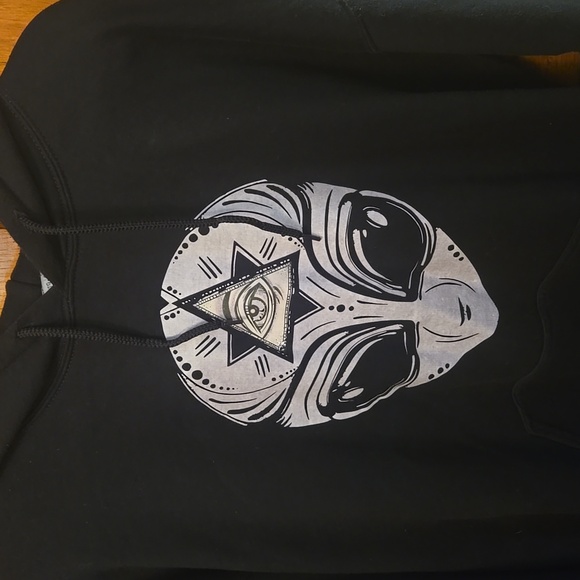 XL Dryblend Black Alien Double Sided Hoodie - Picture 2 of 11